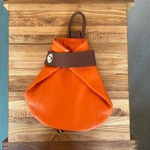 Ladies Vera Pelle Leather Rucksacks Orange (Made in Italy)